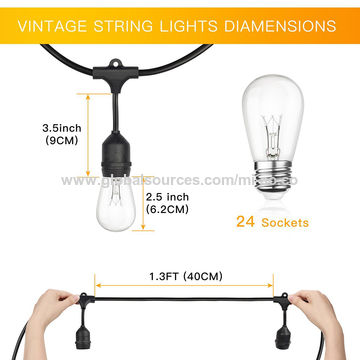 China High Quality Eu Plug 14 4m Weatherproof Commercial String China High Quality Eu Plug 14 4m Weatherproof Commercial String Lights With 15 E27 Suspended Sockets