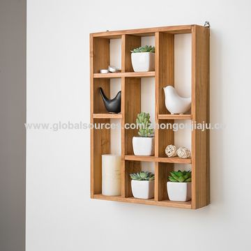 China 9 Slot Rustic Wood Floating Wall Shelves Freestanding Shadow Freestanding Shadow China 9 Slot Rustic Wood Floating Wall Shelves