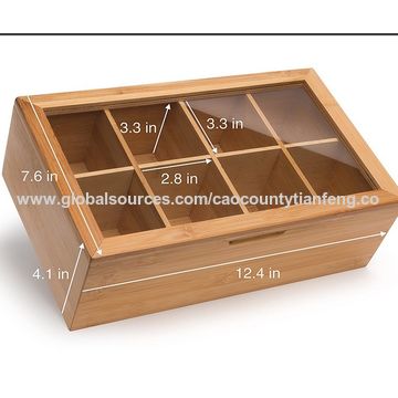 China Bamboo Adjule Tea Box Bag Storage Organizer China Bamboo Adjule Tea Box Bag Storage Organizer Latching Lid Blank