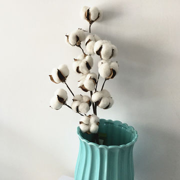 China 12-head White Artificial Cotton Ball Flower Stem, Decorative ...