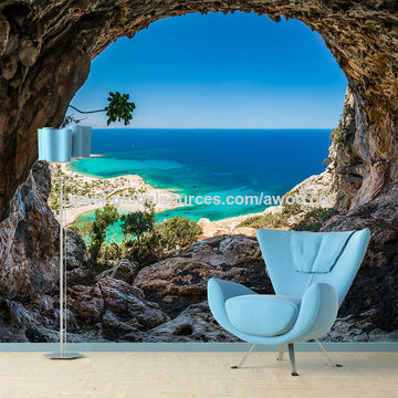 China Modern Cave Sea Natural Scenery 3d Wallpaper Mural Living Room