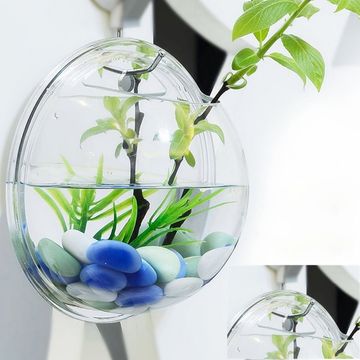 Saich Wall Mounted Fish Bowl Hanging Betta Tank Aquarium Fish Bubble Clear Acrylic
