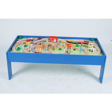 China 80 Piece Wooden Train Set With Table For Children Measures Measures 120x60x7cm China 80 Piece Wooden Train Set With Table For Children