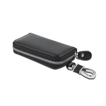 Unisex Mens Womens Premium Leather Car Key Holder Bag Keychain Case Wallet  with 6 Hooks Zipper Closure