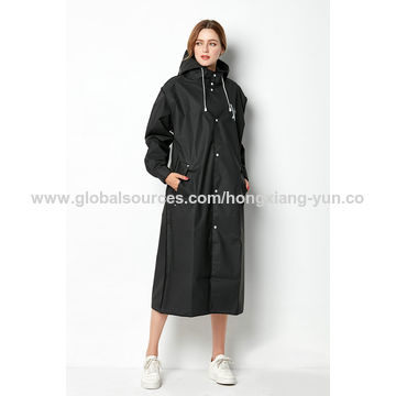 ladies long rain coat with hood