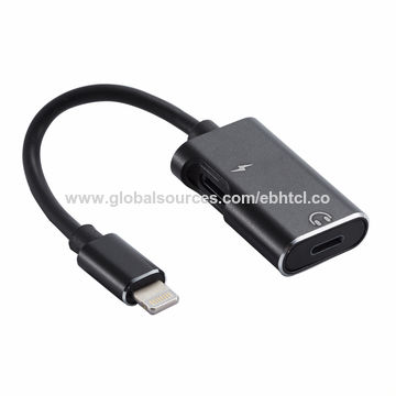 Convertidor compatible con adaptador de auriculares iPhone compatible con  Lightning doble a conector de audio y cargador divisor de carga de