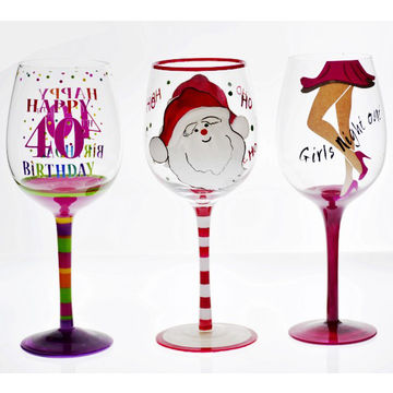 hand painted wine glass christmas designs