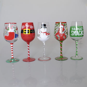 China Promotional Merry Christmas Gift Hand Painted Wine Glass