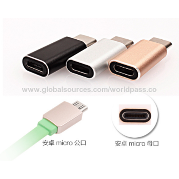 Adaptador Rápido, Tipo-C Macho a Micro USB 2.0 B Hembra con Cubierta Metálica