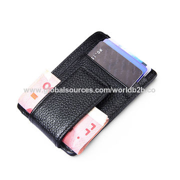 New Fashion Carbon Fiber Men's Leather Money Clips Wallet Luxury Credit  Card Slots Elastic Ribbon Cash Holder ID Purse For Male