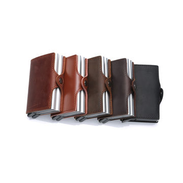 Buy Wholesale China Aluminum Genuine Leather Rfid Blocking Ultra Slim Wallet  Id Double Card Holder & Card Wallet at USD 3