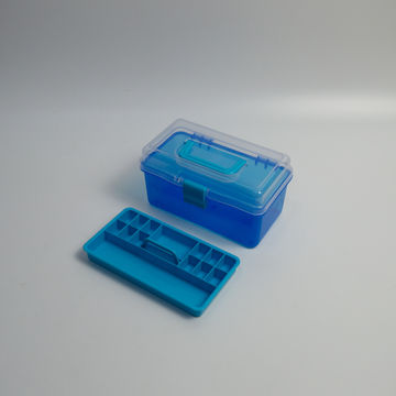 Mini Clear Plastic Storage Tool Box With Removable Tray, Plastic