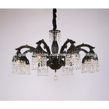China Crystal Lamp Shade Chandelier Black Color Chandelier For