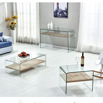 Clear Glass Console Table Waterfall Design Entryway Table Home Office Furniture