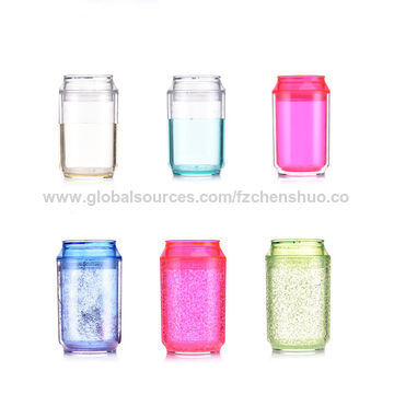 Buy Wholesale China Double Layer Plastic Goblet Cocktail Cup Champagne Cup  Gel Ice Freezer Mug With Lid And Straw & Double Wall Water Bottle Plastic  Goblet Mug Cup at USD 1