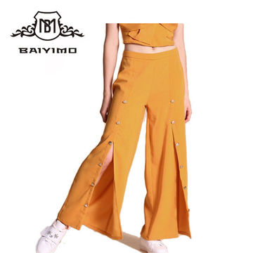 China Fashion Design Solid Color Wide Leg Women Palazzo Pants With