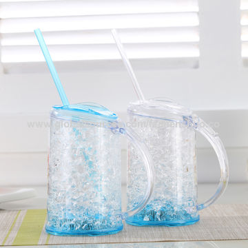 Summer Ice Cold Plastic Tumbler Cup with Lid and Straws Double Wall Mugs  Gel Frosty Freezer Bottle - China Plastic Cup and Reusable Travel Cup price