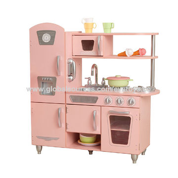 China 2018 Hot Pink Wooden Modern Kitchen Toy Set For Girls