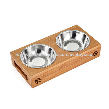China New Hottest Pet Feeder Water Food Wooden 3 Bowl Cat Feeder
