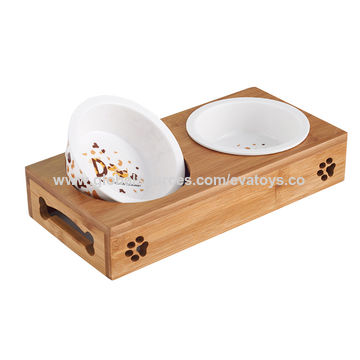 China New Hottest Pet Feeder Water Food Wooden 3 Bowl Cat Feeder