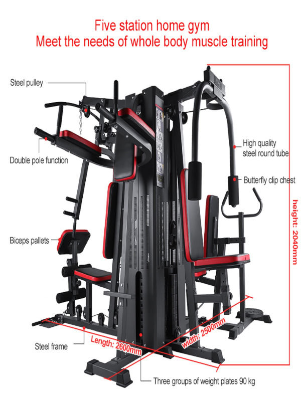 Buy Wholesale China 5 Station Home Gym Vlat Pulldown Pectoral Fly