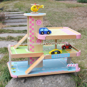 China 2017 New Products Lovely Pink Children S Wooden Toy Garage