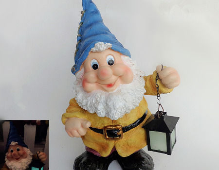 Garden Gnome Holding Lantern Statue, Gnome With Lantern, Resin