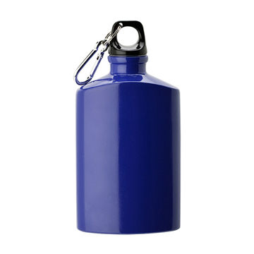 Cantimplora de Aluminio de 532 ml (18 oz), sin BPA, con Forma de Petaca y Práctico Clip de Mosquetón