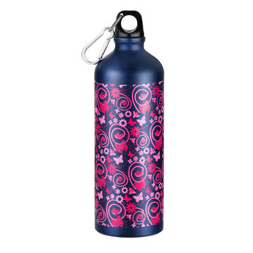 Botella de Agua de Aluminio con Tapa de Rosca de Boca Estrecha y Asa, Forma Cilíndrica