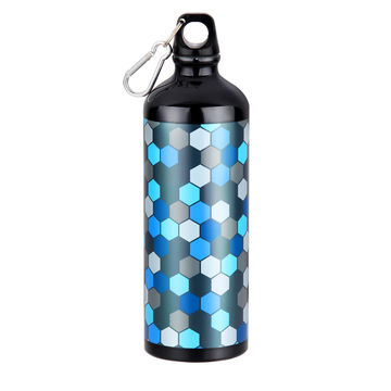 Botella de Agua de Aluminio con Tapa de Rosca de Boca Estrecha y Asa, Forma Cilíndrica