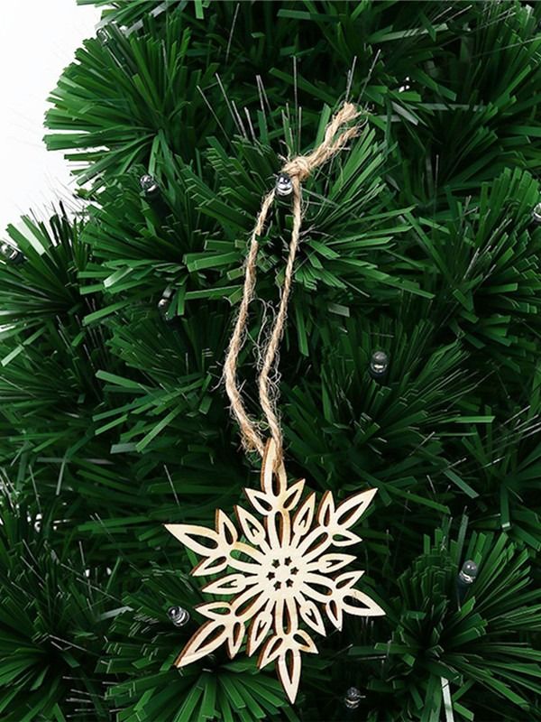 New Snowflake Christmas Tree Xmas Wood Craft Ornament Hanging Decorations Tags