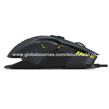 Delux M628 Gaming Maus PMW3389 Sensor Echte 16000DPI OMRON Schalter Beidhändiges Design für beide Hände - Optische Maus für E-Sport