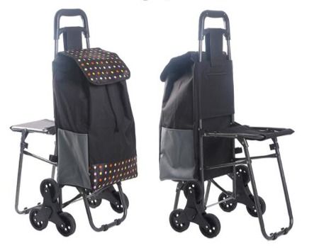 BBG Multifunctional Portable Folding Shopping Trolleys with Wheels,Shopping Shopping Cart Senior Cart with Staircase Shopping Cart,Green 