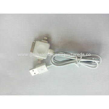 Micro-USB-Daten- und Ladekabel für Mobiltelefone mit 3-fach-Stecker, lange Lebensdauer, robust.
