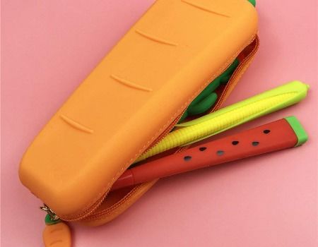 Silicone Solid Color Soft Pencil Case Creative Large Capacity Stationery  Bag Red Silicone 