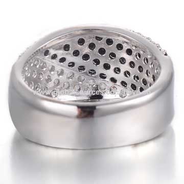 El platino blanco del zircon/rodio-plateó el anillo simple, diseños