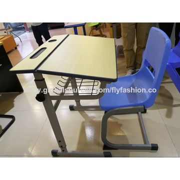China Special Type Adjust Height Student Desk With Metal Shelf Sf