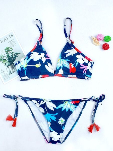 Women's fashion triangle bikinis nylon material printed swimweawr ...