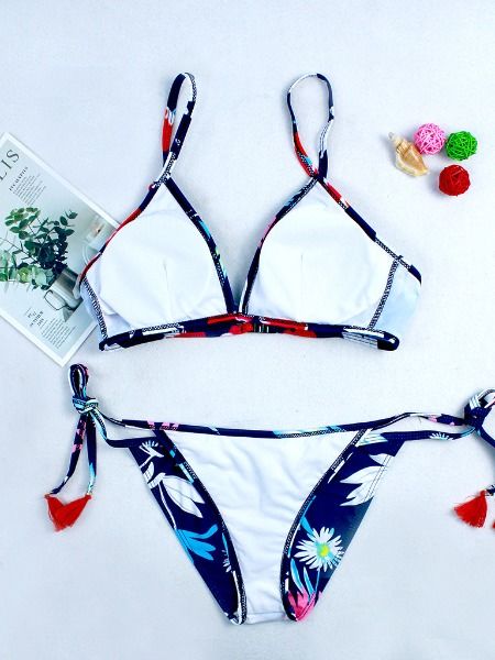 Women's fashion triangle bikinis nylon material printed swimweawr ...