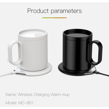 Coffee Mug Warmer,350ml Smart Coffee Mug with Cordless Phone Charge  Function, Coffee Mug Warmer for Office Home Desk Use.(US)
