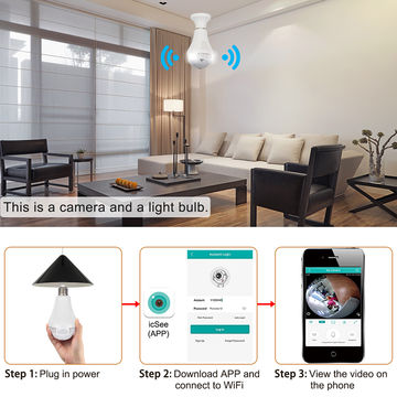 China Wifi Fisheye Light Bulb Spy Hidden Camera Indoor 2mp With