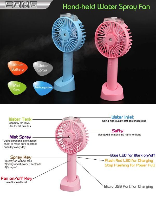 China Mist Fan Rechargeable Fan Mini Fan Water spray fan Mini Hand-Held ...