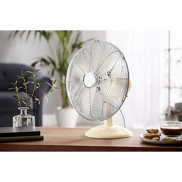 China Cream Color Retro 12 Inch Desk Fan With Adjustable Tilt