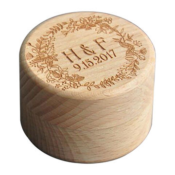 China Mini Round Wooden Box Wedding Ring Jewelry Trinket Box Diy