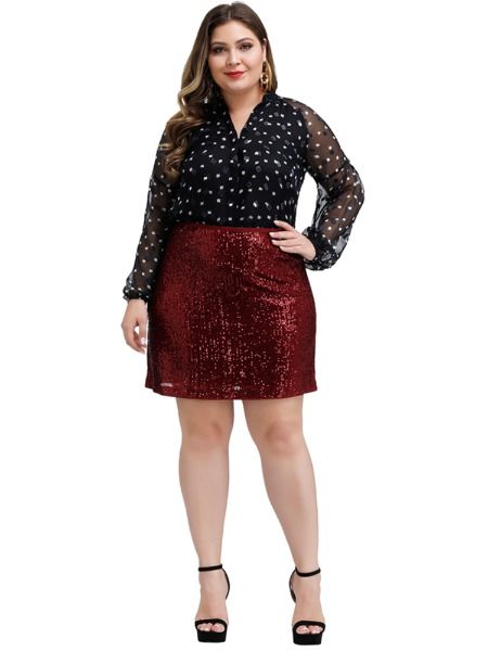 plus size sequin mini skirt