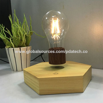 Lampe en Lévitation Magnétique Flottante et Rotative - Base en bois 