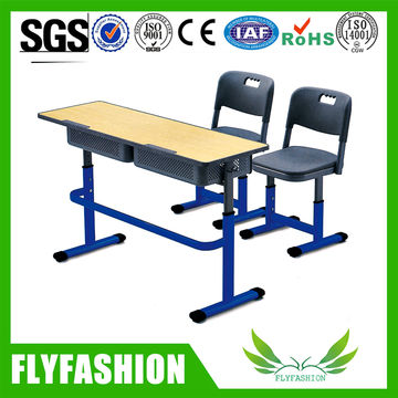 China Hot Sale School Furniture Wooden Double Desk Chair Benches