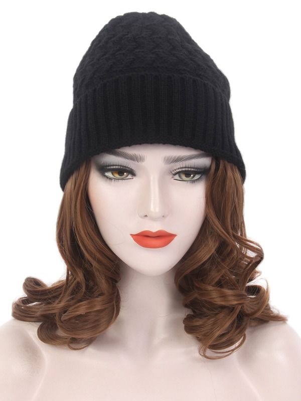 Buy Wholesale China Fashionable Lady's Knitted Hat Short Curly Hair Wig  Synthetic Fiber Keeps Warm In Autumn And Winter & Women's Knitted Hat Short  Curly Hair at USD  | Global Sources
