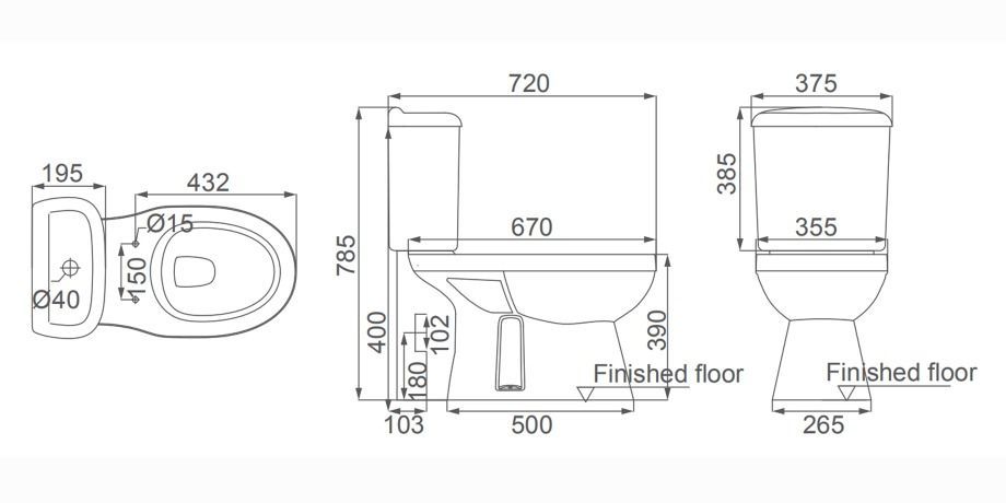 Chinahuida Factory Western Bathroom Two Piece P Trap Washdown Ceramic Closestool Toilet On 8785