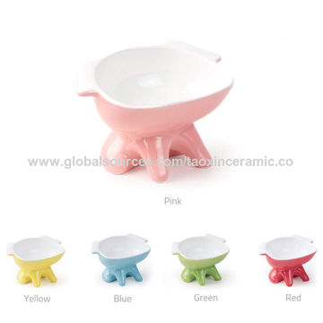 China Elevated Dog Feeder Single Raised Cat Bowl Ceramic Bowl
